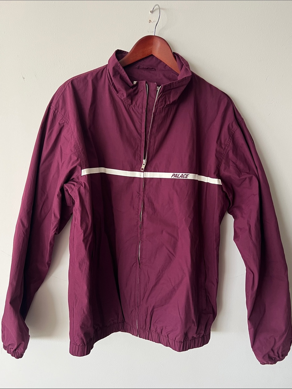 PALACE Maroon Zip Track Jacket with White Chest Stripe
